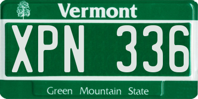VT license plate XPN336