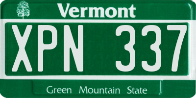 VT license plate XPN337