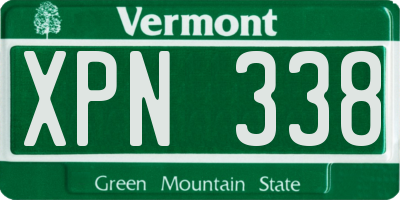 VT license plate XPN338