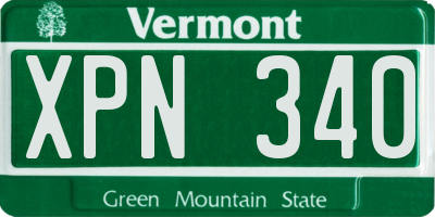 VT license plate XPN340