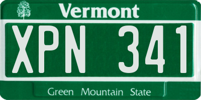 VT license plate XPN341