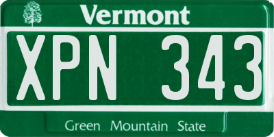 VT license plate XPN343