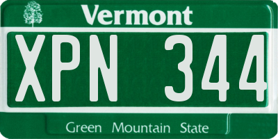 VT license plate XPN344