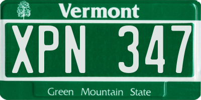 VT license plate XPN347