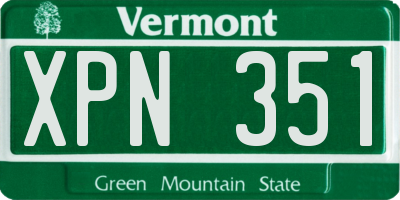 VT license plate XPN351