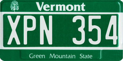 VT license plate XPN354