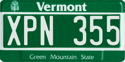 VT license plate XPN355