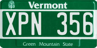 VT license plate XPN356