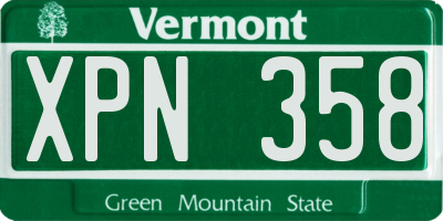VT license plate XPN358