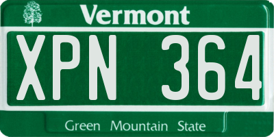 VT license plate XPN364