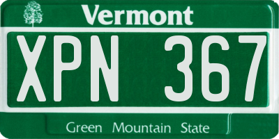 VT license plate XPN367