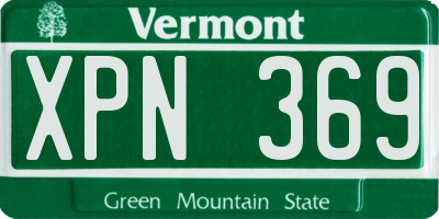 VT license plate XPN369