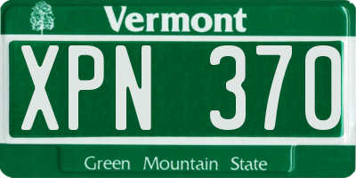VT license plate XPN370
