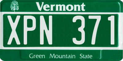VT license plate XPN371