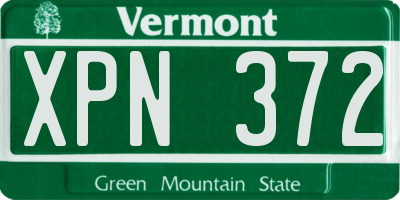 VT license plate XPN372