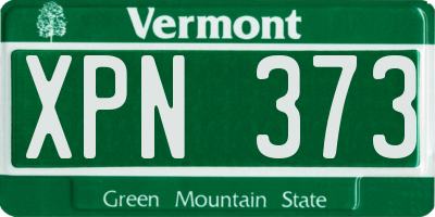 VT license plate XPN373