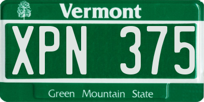 VT license plate XPN375