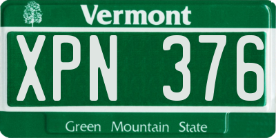 VT license plate XPN376