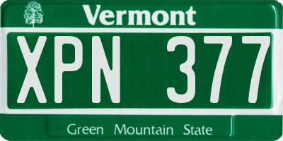 VT license plate XPN377