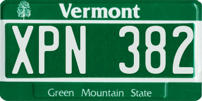 VT license plate XPN382