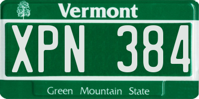 VT license plate XPN384