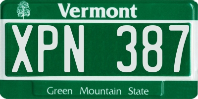VT license plate XPN387