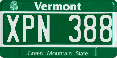 VT license plate XPN388