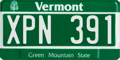 VT license plate XPN391