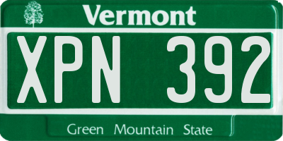 VT license plate XPN392