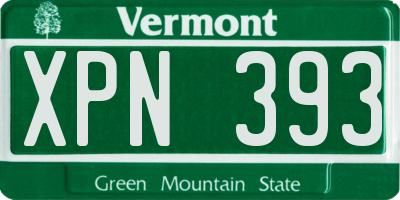 VT license plate XPN393