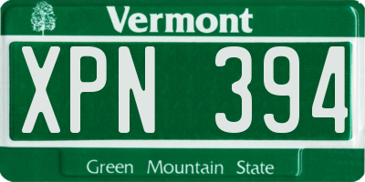 VT license plate XPN394