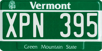 VT license plate XPN395