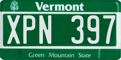 VT license plate XPN397