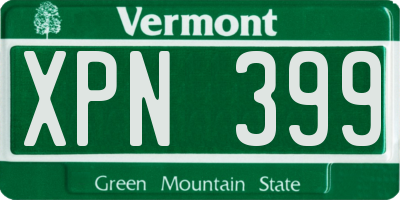 VT license plate XPN399
