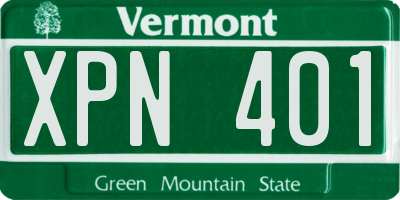 VT license plate XPN401