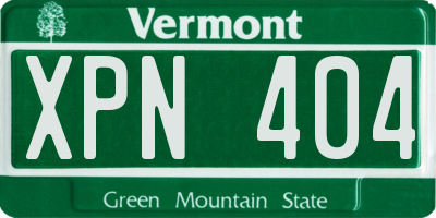 VT license plate XPN404