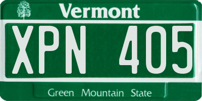 VT license plate XPN405