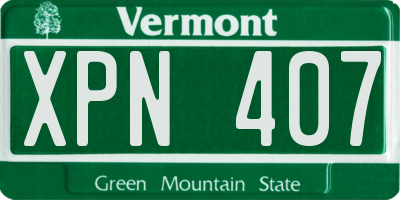 VT license plate XPN407