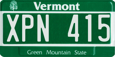 VT license plate XPN415