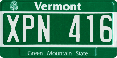 VT license plate XPN416