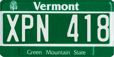 VT license plate XPN418