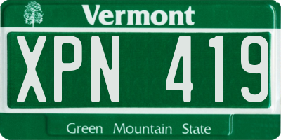 VT license plate XPN419