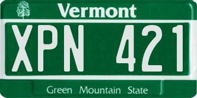 VT license plate XPN421
