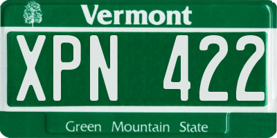 VT license plate XPN422