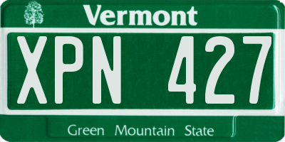 VT license plate XPN427