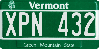 VT license plate XPN432