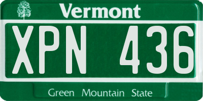 VT license plate XPN436