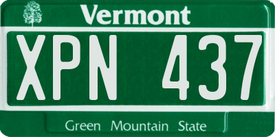 VT license plate XPN437