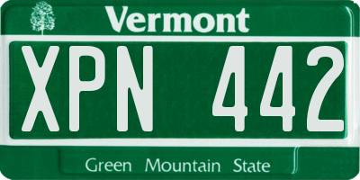 VT license plate XPN442
