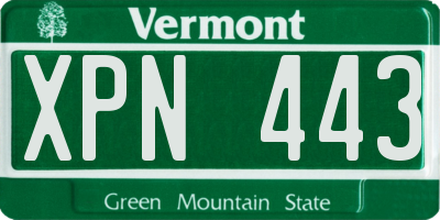 VT license plate XPN443
